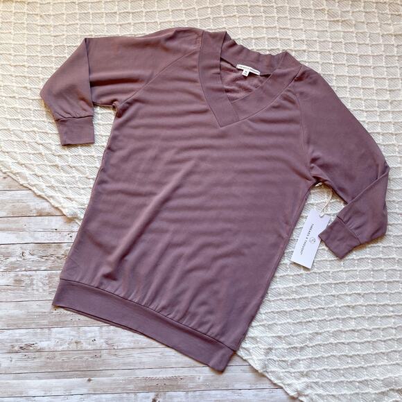 Threads 4 Thought Mazie Pullover Twilight Mauve V Neck Oversized Size XS New - Picture 3 of 11